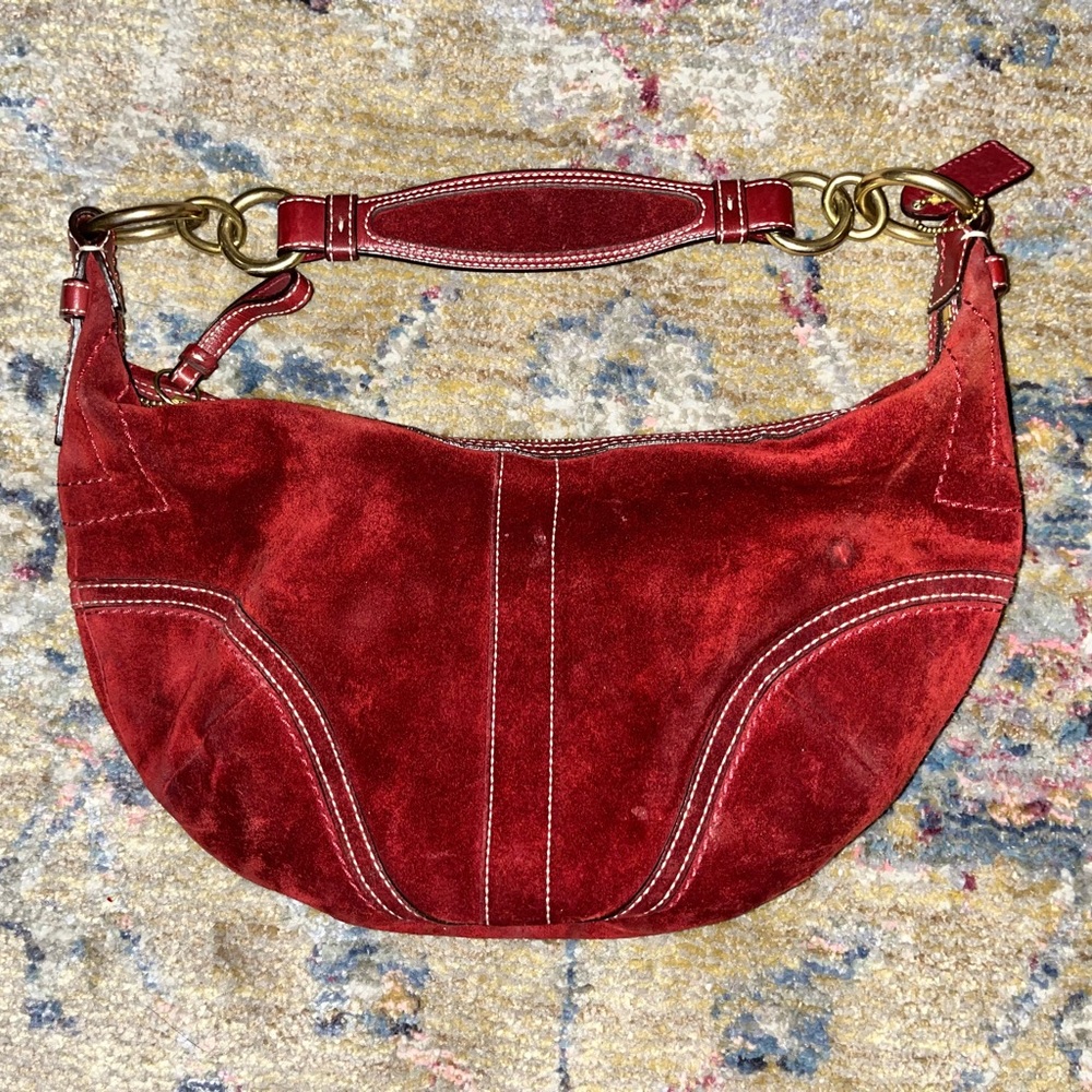 Vintage Burgundy Suede Coach Purse